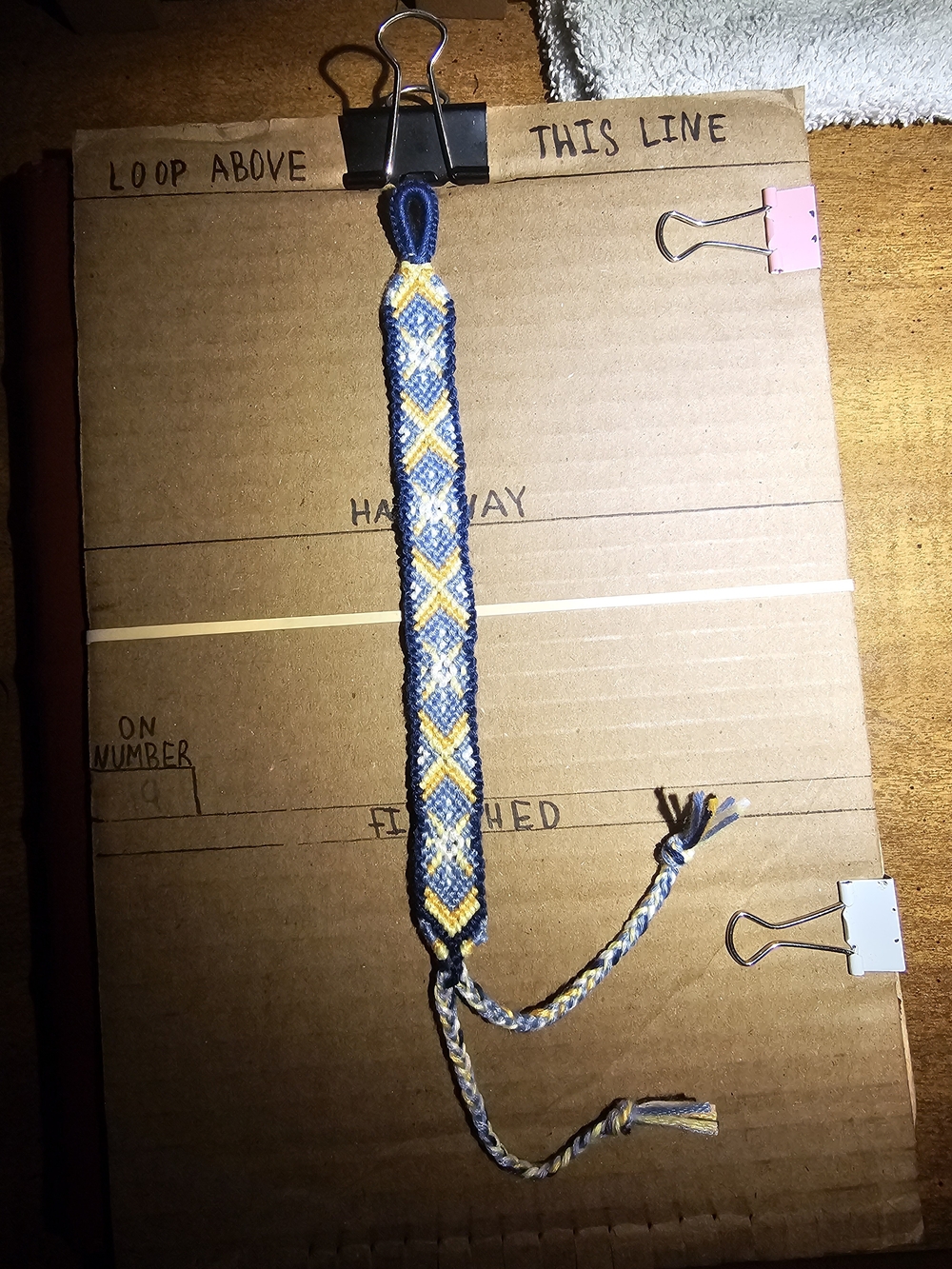 Handmade Blue and Yellow Woven Friendship Bracelet Glow In The Dark Sunburst.